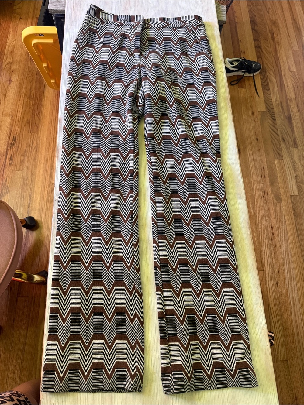 Trina Turk Brown and White Chevron Trouser